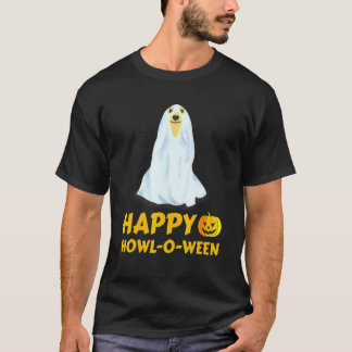 T-shirt Chien Retriever d'or Halloween Happy Howl O Ween