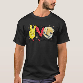 T-shirt Chien Retriever Doré Amour Paix Drôle