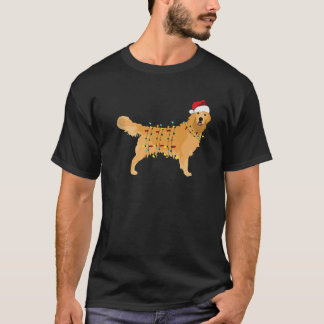T-shirt Chien Retriever doré Chapeau de Père Noël de Noël