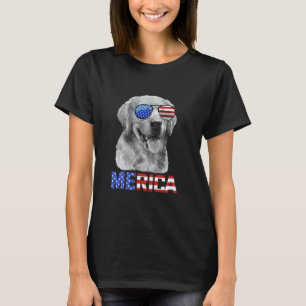 T-shirt Chien Retriever Doré Drôle Merica 4 Juillet Patrio