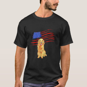 T-shirt Chien Retriever doré Patriotique Drapeau Américain