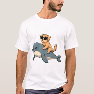 T-shirt Chien Retriever Doré Vintage à Cheval sur une Bale