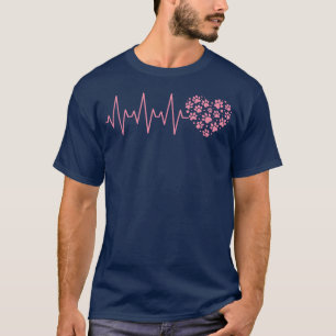 T-shirt Chien rose battement de coeur Chien Paw Amoureux d