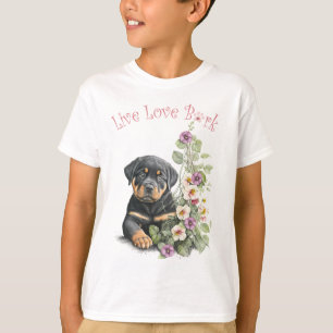 T-shirt Chien Rottweiler Floral Mignon