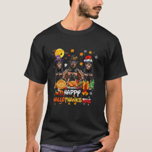 T-shirt Chien Rottweiler Joyeux Halloween Thanksgiving Joy