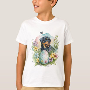 T-shirt Chien Rottweiler Oeuf de Pâques, Joyeux Rottweiler