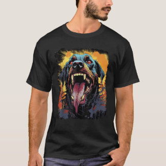 T-shirt Chien Rottweiler Zombie Scandale Halloween T Shirt