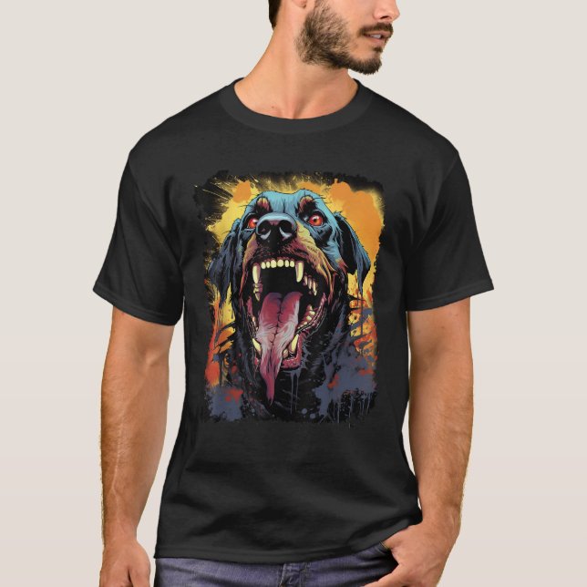 T-shirt Chien Rottweiler Zombie Scandale Halloween T Shirt (Devant)