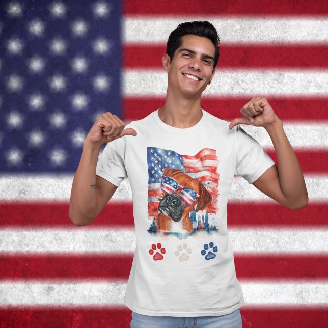 T-shirt Chien rouge blanc et bleu 4 juillet américain (Créateur téléchargé)