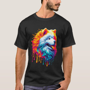 T-shirt Chien Samoyède Art de peinture qui dégouline Sammi