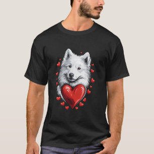 T-shirt Chien Samoyède de la Saint-Valentin avec des cœurs