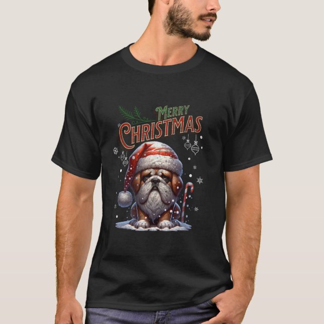 T-shirt Chien Santa Claus animal de compagnie xmas hommes  (Devant)