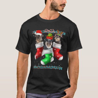 T-shirt Chien Schnauzer Chaussettes de Noël Funny Noël Pyj