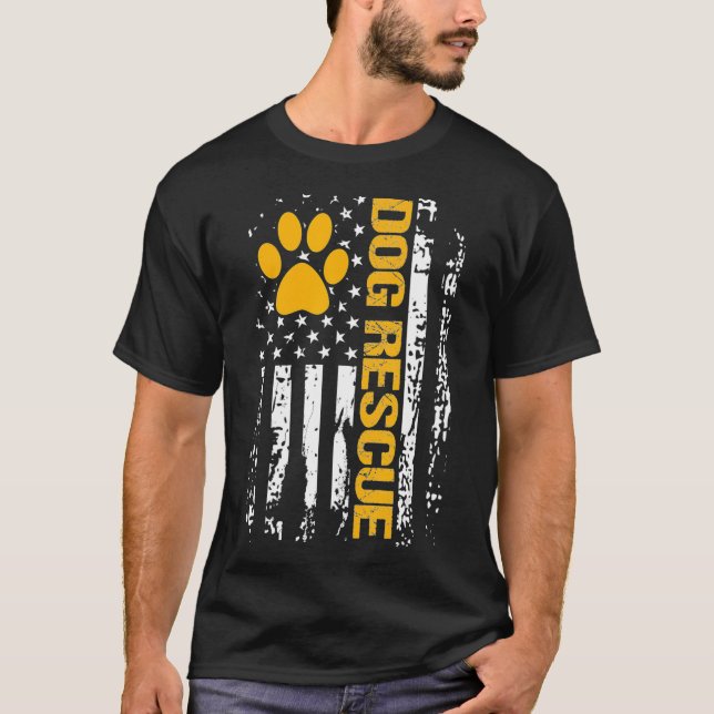 T-shirt Chien Secourt Chemise Drapeau Américain Abri Chien (Devant)