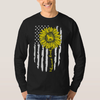 T-shirt Chien Sibérie Husky Drapeau Américain Et Tournesol