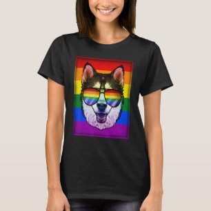 T-shirt Chien sibérien gai Husky Chien arc-en-ciel Lgbt Pr
