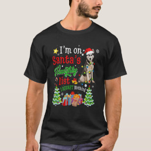 T-shirt Chien Sibérien Husky Sur Père Noël Liste Des Mauva