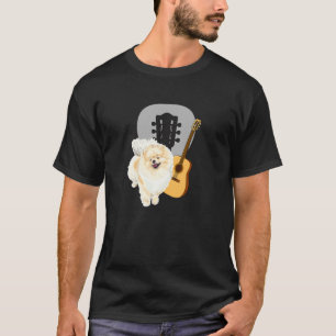 T-shirt Chien Spitz avec guitare acoustique Chien Guitaris