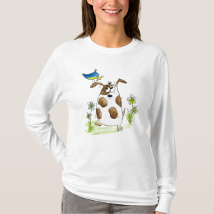 T-shirt Chien tacheté avec un oiseau