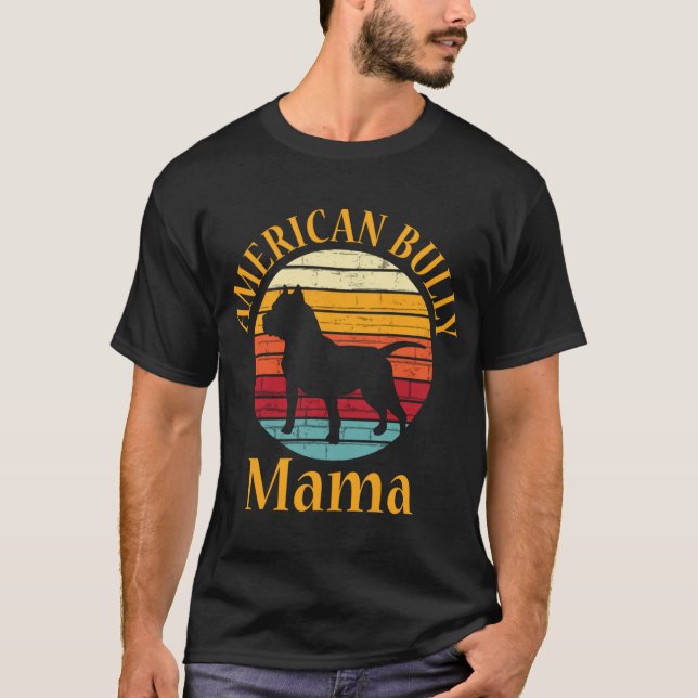 T-shirt Chien taureau américain rétro Mama Bulldog Lover B (Devant)