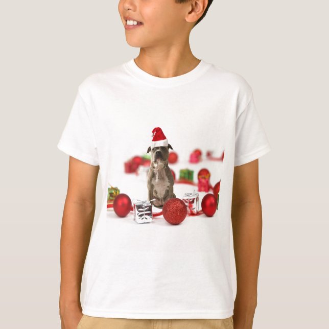 T-shirt Chien taureau avec boîte cadeau et ornements de No (Devant)