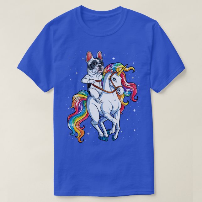 T-shirt Chien-taureau français équitation Unicorne pour ho (Design devant)