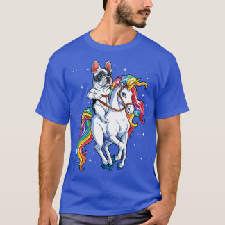 T-shirt Chien-taureau français équitation Unicorne pour ho