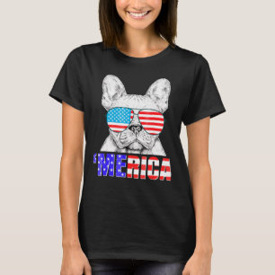 T-shirt Chien taureau français Merica Murica 4 juillet Tee