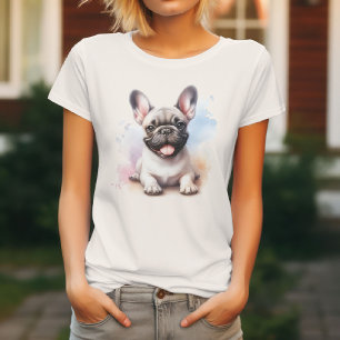 T-shirt Chien taureau français mignon en aquarelle
