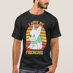 T-shirt Chien taureau français mignon J'aime mon Chien fra