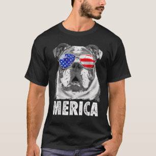 T-shirt Chien-taureaux anglais 4 juillet Merica Hommes Usa