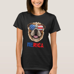 T-shirt Chien-taureaux anglais Merica Lunettes de soleil D