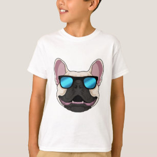 T-shirt Chien-taureaux français avec lunettes de soleil