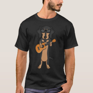 T-shirt Chien teckel jouant de la guitare ukulele