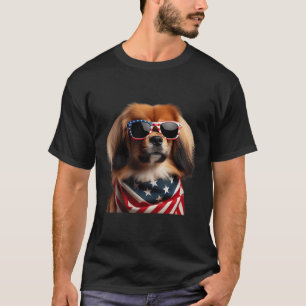 T-shirt Chien Tibétain Espagnol 4 juillet Américain Indépe