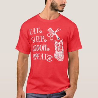 T-shirt chien toiletter manger sommeil toiletter répéter