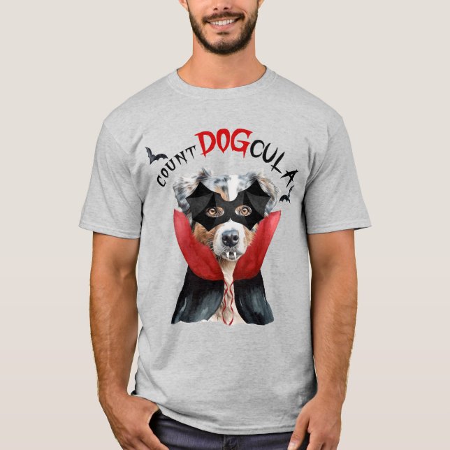 T-shirt Chien Vampire, berger australien Halloween drôle (Devant)