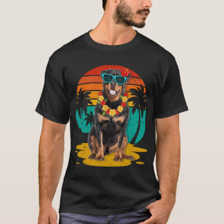 T-shirt Chien vintage Rottweiler portant des lunettes de s