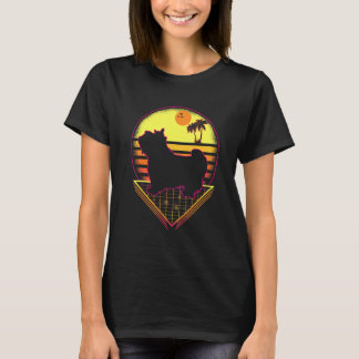 T-shirt Chien Vintage Yorkshire Terrier Retro Sunset