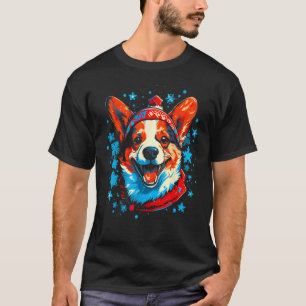 T-shirt Chien Welsh Corgi Chapeau de Noël de Père Noël