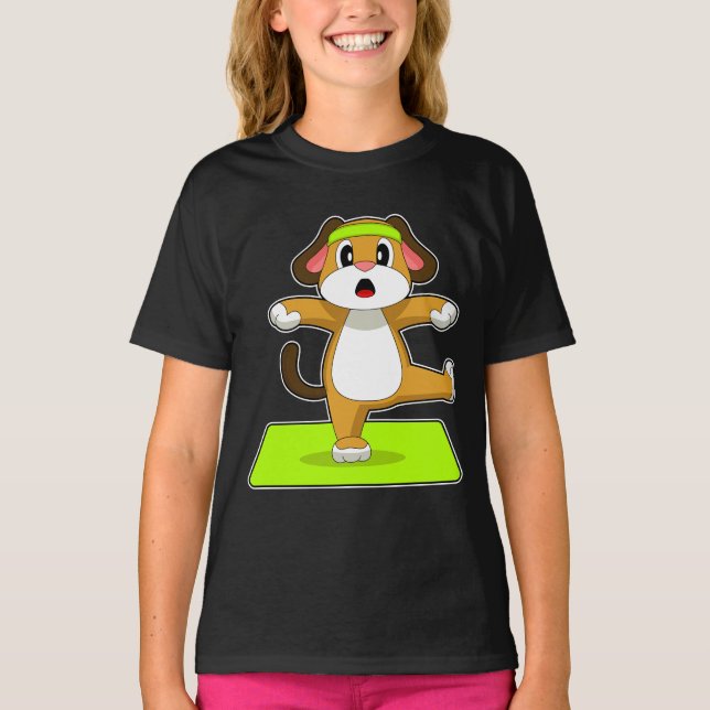 T-shirt Chien Yoga Fitness Gymnastique (Devant)