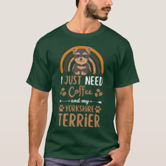 T-shirt Chien yorkshire terrier mignon café kawaii ami
