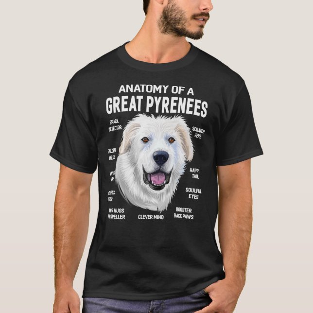 T-shirt Chiens 365 Anatomie d'un chien des Pyrénées Chien  (Devant)