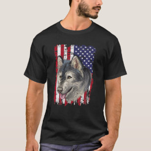 T-shirt Chiens 365 Distress Drapeau américain Malamute d'A