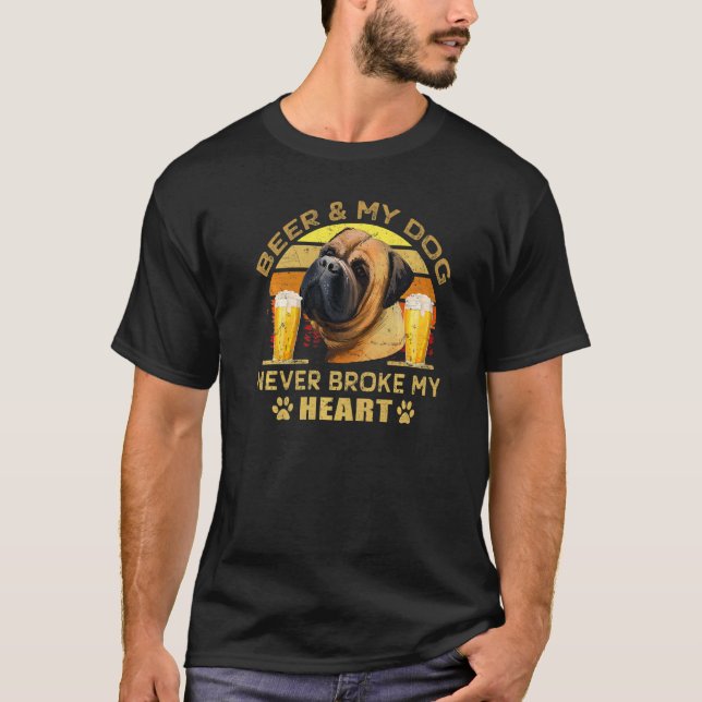 T-shirt Chiens 365chiens 365 Bière & Bullmastiff Chien Jam (Devant)