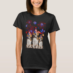 T-shirt Chiens beagles Drapeau américain heureux 4 juillet