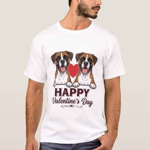 T-shirt Chiens Boxer Joyeuse Saint-Valentin Vintage