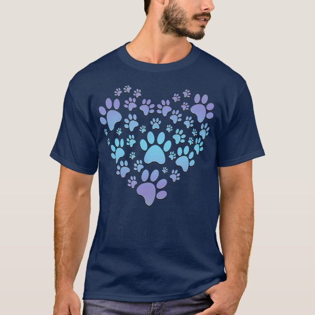 T-shirt Chiens d'amour Empreintes de pattes Heartbeat (Devant)