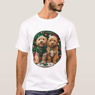 T-shirt Chiens de chiot de Noël Goldendoodle