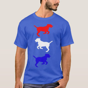 T-shirt Chiens de course blancs et bleus rouges